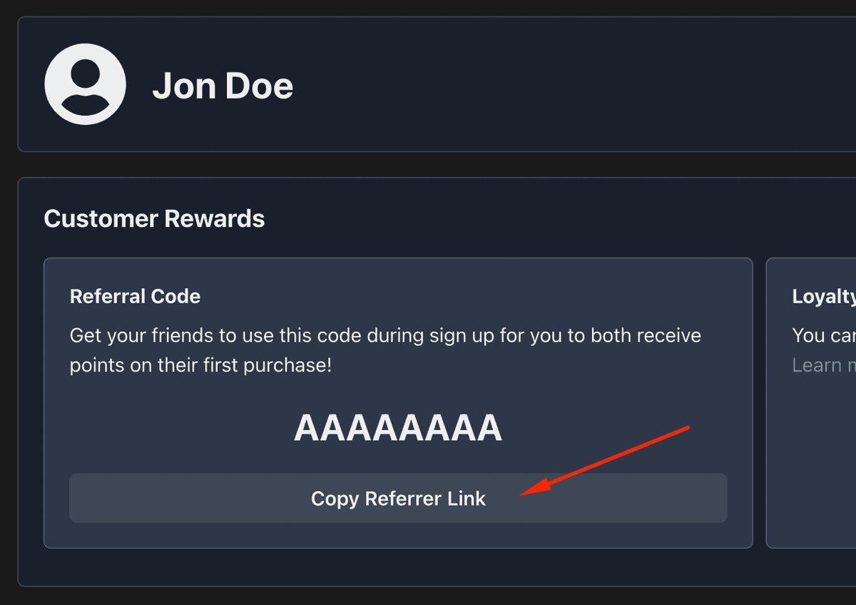 Refer a Friend Screenshot